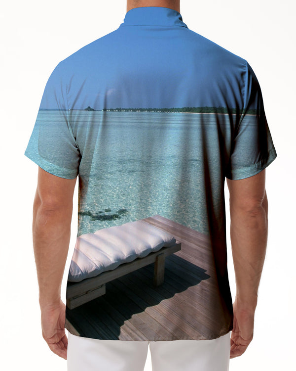 
Maldives Islands Men's Cuban Collar Shirt Casual Button Shirt Short Sleeve Holiday Beachwear
                