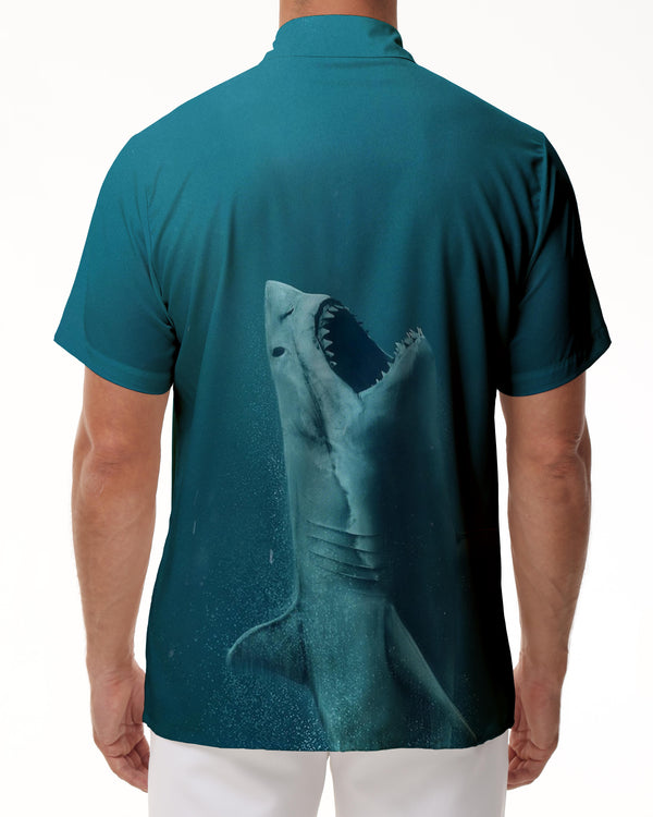 
Fierce Fun Art Shark Men's Casual Button Shirt Rainforest Short Sleeve Top Street
                