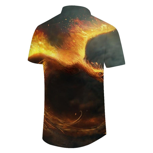 
Phoenix Animal Hawaiian Lapel Button Pocket Tropical Short Sleeve Button Beach Shirt Hawaiian Men
                
