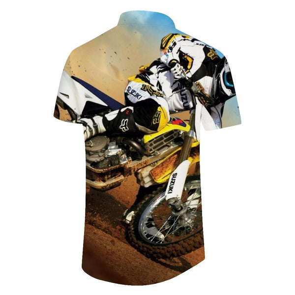 
Beach outdoor stimulation motorcycle with pocket tropical button short-sleeved shirt summer vacation beach shirt Hawaiian tropical four seasons short-sleeved shirt men
                