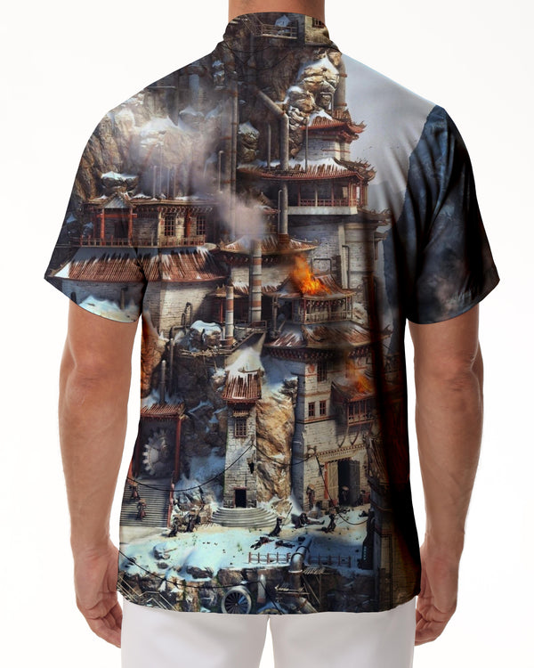 
Hawaiian Tropical Lapel Pocket Short Sleeve Shirt Beach Short Sleeve Men's Casual Loose Short Sleeve
                