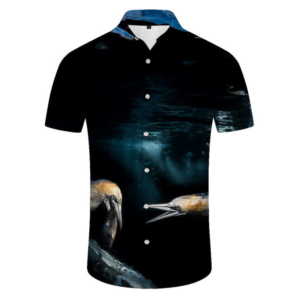 
Black Sea Deep Sea Abstract Fish Digital Print Hawaiian Men's Short Sleeve Shirt Button Pocket Lapel
                