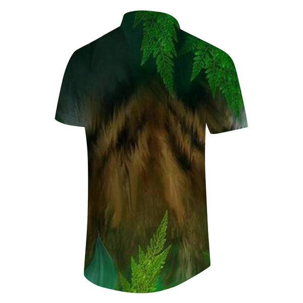 
Green Nature Print Cuban Collar Short Sleeve Shirt Perfect Beach and Casual Wear for Men
                