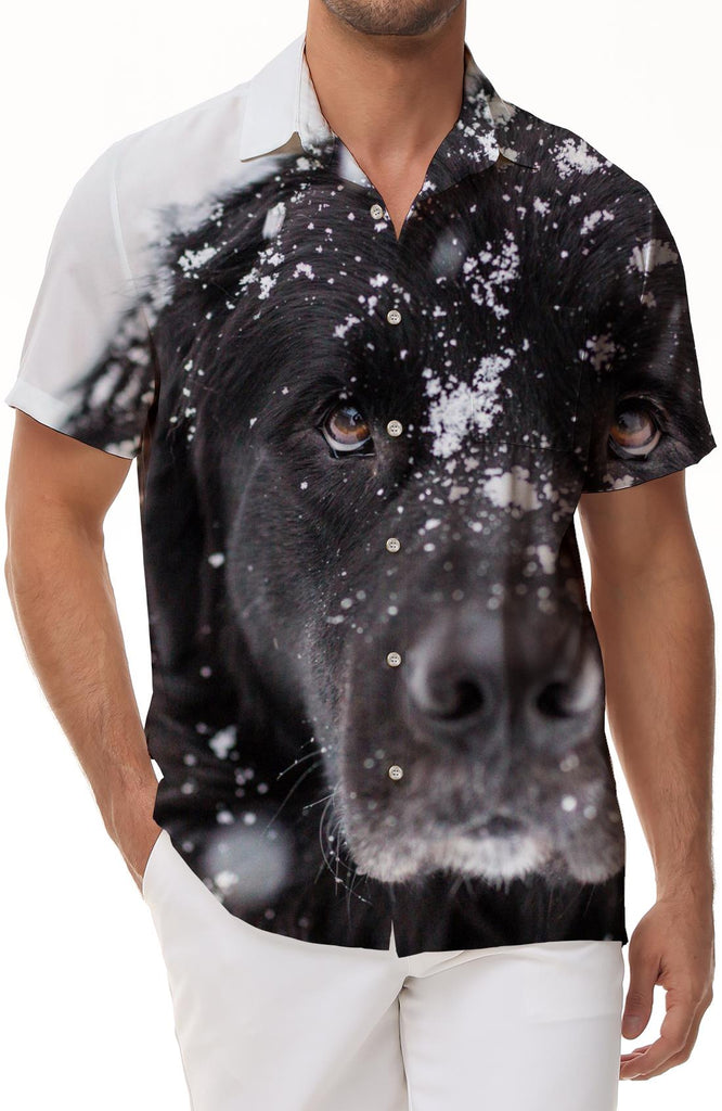 Black Labrador Retriever American Flag Men's Shirt Short Sleeve Sports Casual Hawaiian Short Sleeve Shirt Tops