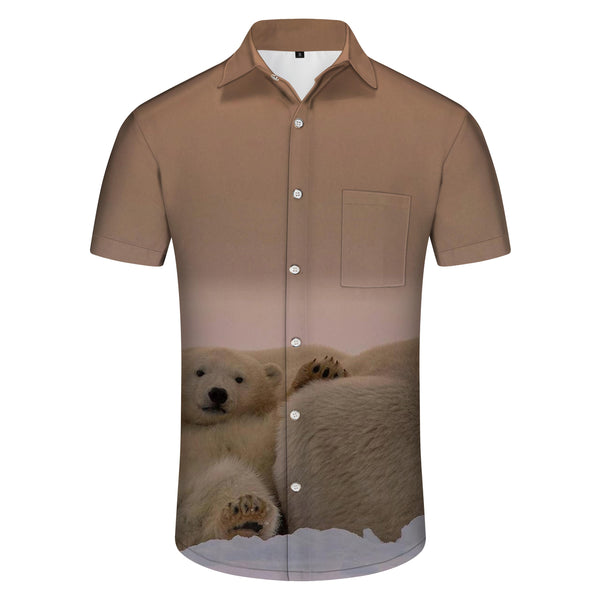 
Bear and Mama Hawaiian Shirt Bear Lovers Mens Hawaiian Button Short Sleeve Style
                