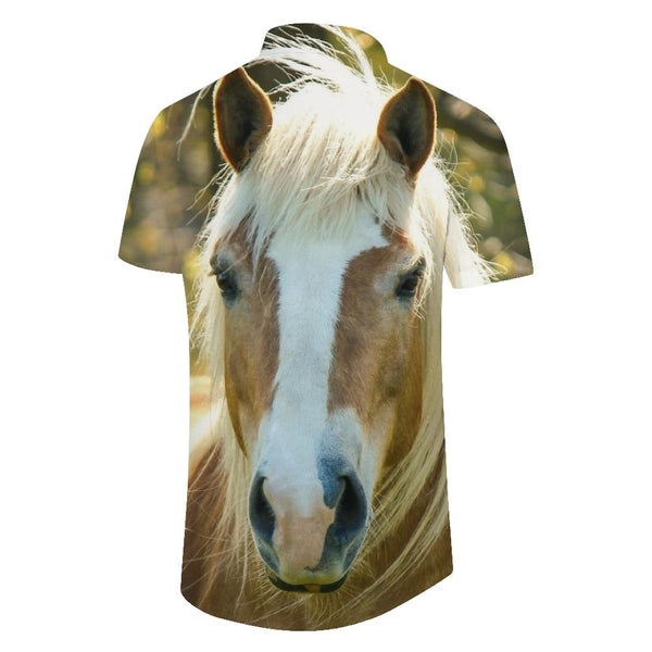 
Strong Horse Men's Shirt Classic Hawaiian Cuban Resort Wear Men's Breathable Button Shirt Brown
                