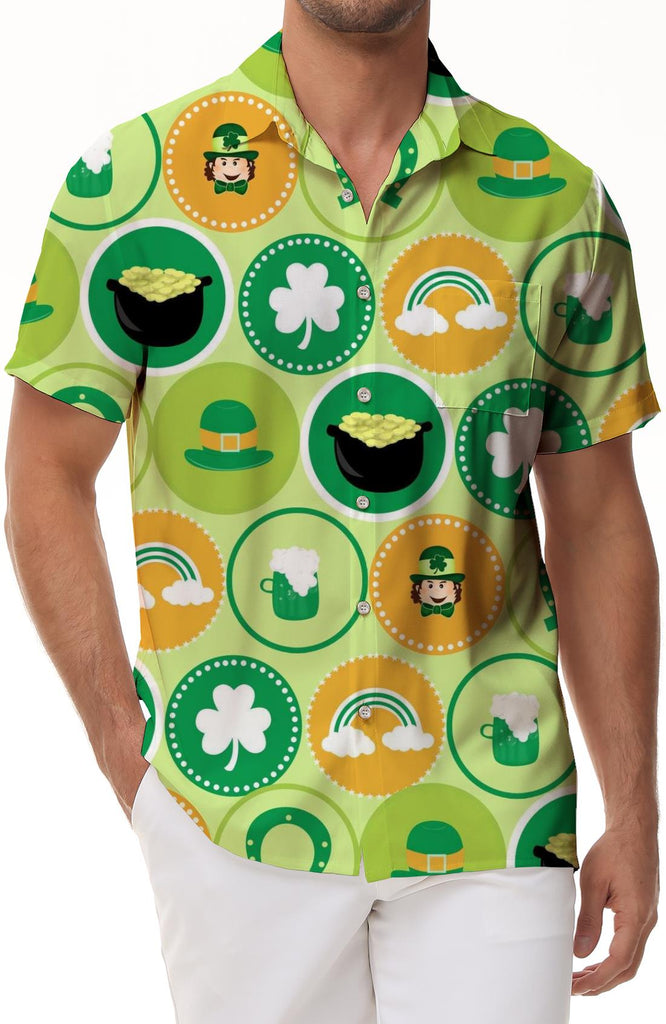 Green Printed Pattern Shirt Hawaiian 3D Digital Printing Fashion Printed Short Sleeve Shirt Tops Shirt Men