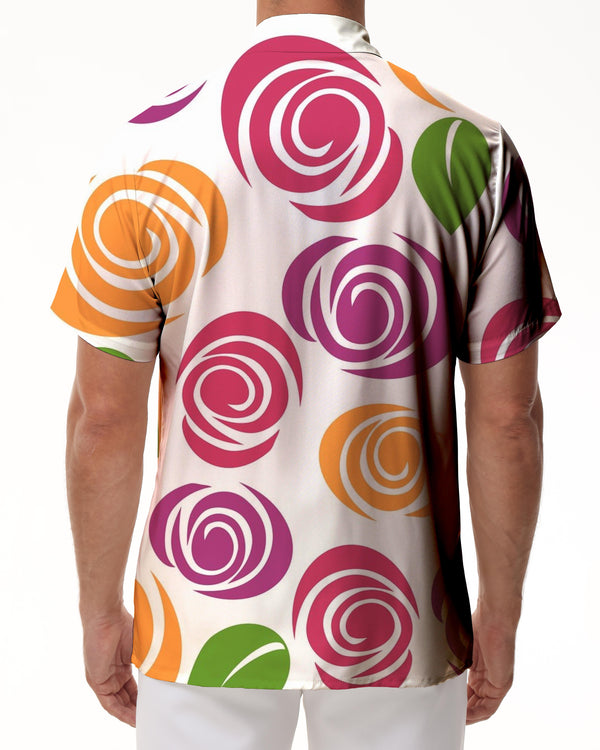 
Abstract Art Flowers Men's Casual Sunrise Vacation Beach Seaside Tropical Four Seasons Lapel Button Short Sleeve Shirt
                