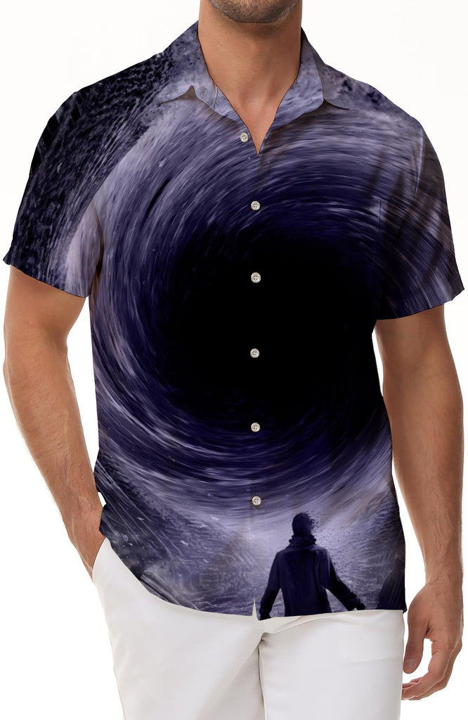 Purple Black Hole Fashionable Hawaiian Shirt Men's Short Sleeve Digital Printing Comfortable Breathable Men's Casual Shirt