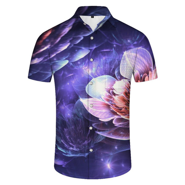 
Abstract Art Neon Flowers Men's Short Sleeve Shirt Casual Button Shirt Short Sleeve Summer Top with Pockets Purple
                