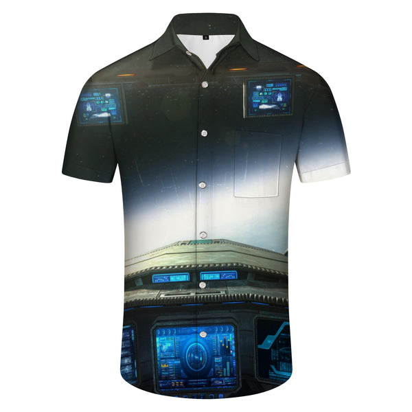 
Airplane Cockpit Men's Shirt Short Sleeve Colorful Button-Up Beach Shirt Tropical Vacation
                