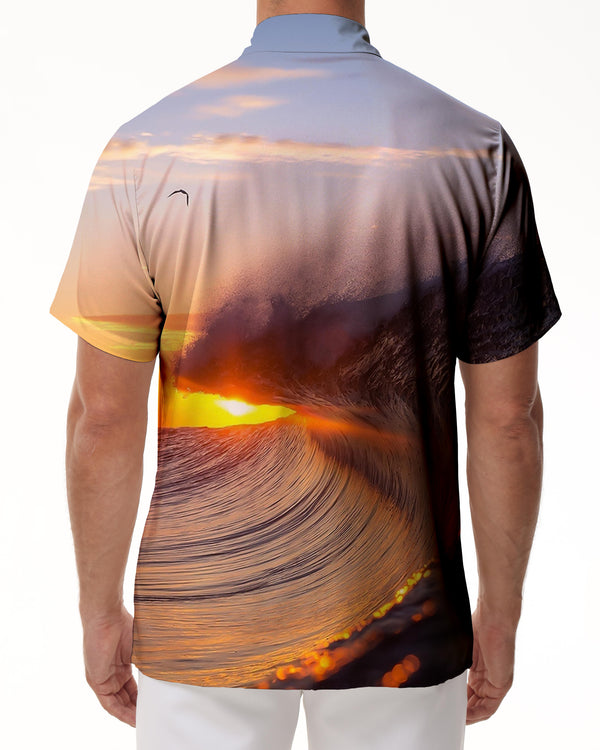 
Ocean Wave Summer Men's Casual Tops Short Sleeve Hawaiian Lapel Button Shir
                
