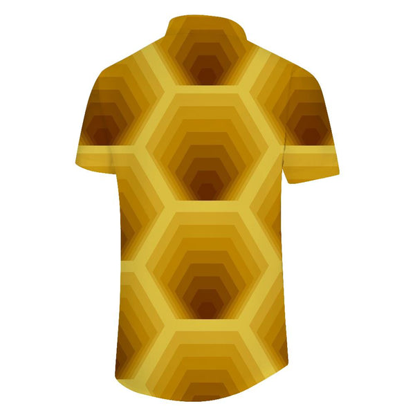 
Men's Summer Short Sleeve Shirt Fashion Yellow Gradient Geometric Pattern Casual Comfort Top
                