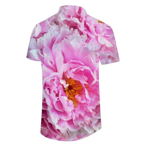 
Men's Hawaiian Rainforest Floral Print Shirt Short Sleeve Casual Beach Vacation Shirt Fashion Street Pink Tops
                