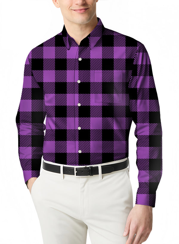 Men's Casual Flannel Plaid Shirt with a Long Sleeve