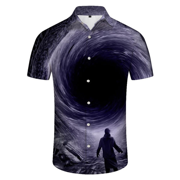 
Purple Black Hole Fashionable Hawaiian Shirt Men's Short Sleeve Digital Printing Comfortable Breathable Men's Casual Shirt
                