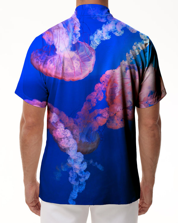 
Blue Undersea Colorful Jellyfish Men's Summer Tropical Button Shirt Hawaiian Party Short Sleeve Vacation Beach Shirt Print Pattern
                