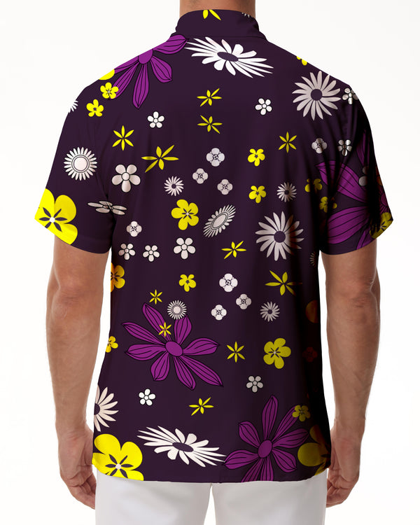 
Vintage floral casual men's casual loose fashion summer fun Hawaiian button down lapel beach seaside shirt
                