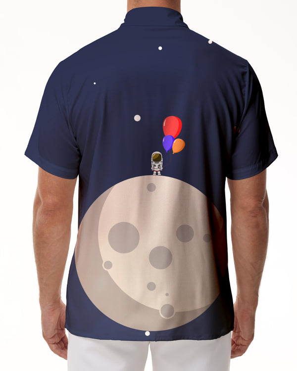
Astronaut on Mission in Outer Space Men's Hawaiian Shirt Short Sleeved Casual Shirts Beach Summer Party
                