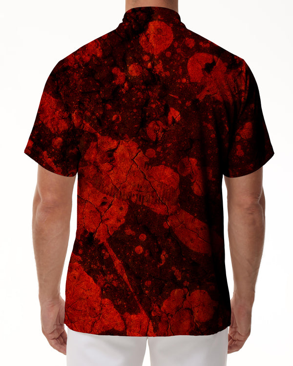 
Men's short sleeve shirt abstract blood splash design casual button down shirt with pockets suitable for summer beach vacation wedding
                