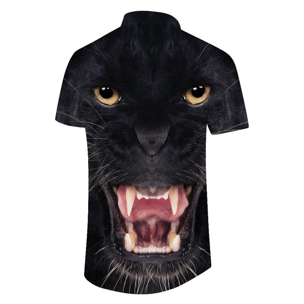 
Roaring Leopard 3D Digital Print Pattern Tropical Fashion Cool Animal Hawaiian Men's Short Sleeve Button-Up
                