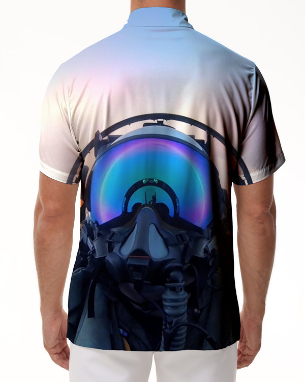 
Fighter pilot helmet 3d print pattern style men's regular style Hawaiian four seasons shirt short sleeve
                