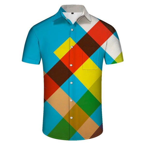 
Cuban Collar Casual Button-Down Short Sleeve Holiday Beach Shirt Men's Bohemian Psychedelic Shirt Colorful
                