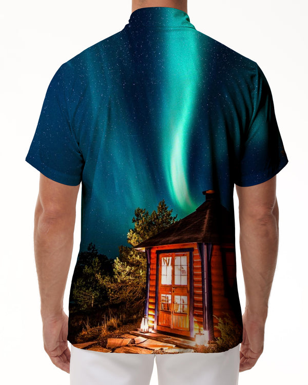 
Iceland Beautiful Aurora Casual Men's Hawaiian Button Short Sleeve Shirt Beach Shirt Starlight
                