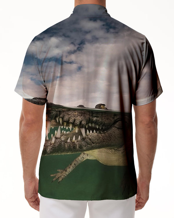
Abstract Crocodile Men's Short Sleeve Shirt Summer Beach Casual Print Button Top Wide Collar Men's Short Sleeve Shirt Beach
                