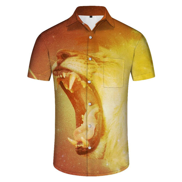 
Yellow Animal 3D Printed Short Sleeve Shirt Button Lapel Vintage Men Shirt Hawaiian Casual Loose Beachwear
                