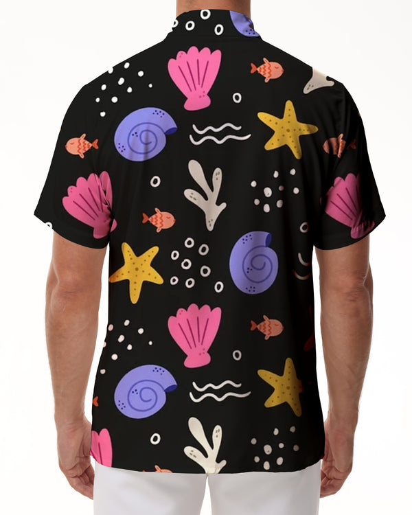 
Creative Cartoon Marine Life Fashionable Print Shirt Short Sleeve Casual Beach Button Top Fashionable Hawaiian Shirt Summer Men
                