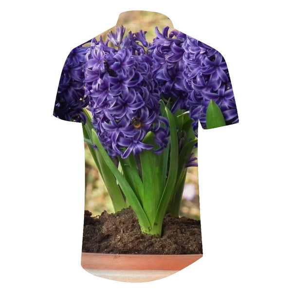 
Flower Purple Hyacinth Men's Casual Daily Vacation Short Sleeve Tropical Four Seasons Hawaiian Button Lapel Pocket Short Sleeve Shirt Tops
                