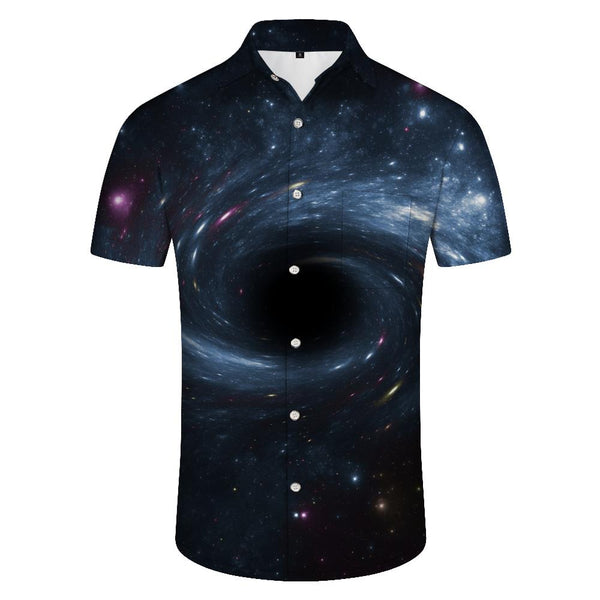 
Fantasy Black Hole Vortex Hawaiian Tropical Four Seasons Short Sleeve Shirt Men's Shirt Short Sleeve Collar Button Beach Shirt Vacation
                