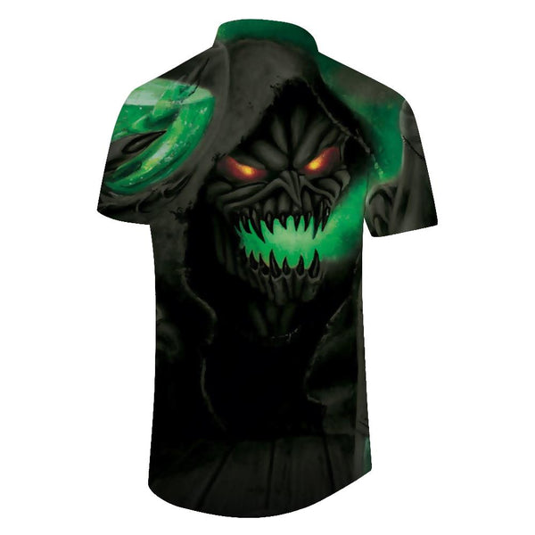 
Men's Loose Hawaiian Shirt Gothic Skull Pattern Short Sleeve Shirt Summer Regular Fit Button Casual Shirt Top Beach Style
                