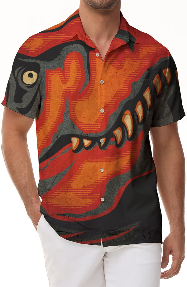 Cartoon Dinosaur 3D Printed Short Sleeve Hawaiian Shirt Men's Casual Outdoor Clothing Street Clothes