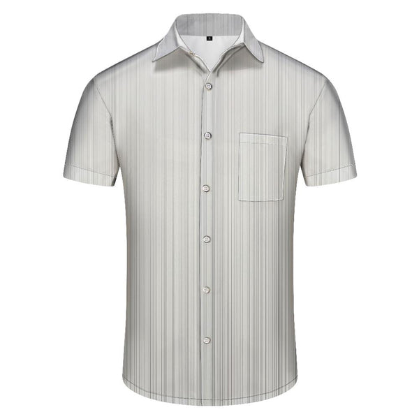 
White Men's Striped Button Dress Shirt Polyester Lapel Lightweight Casual Fashion Short Sleeve Shirt
                