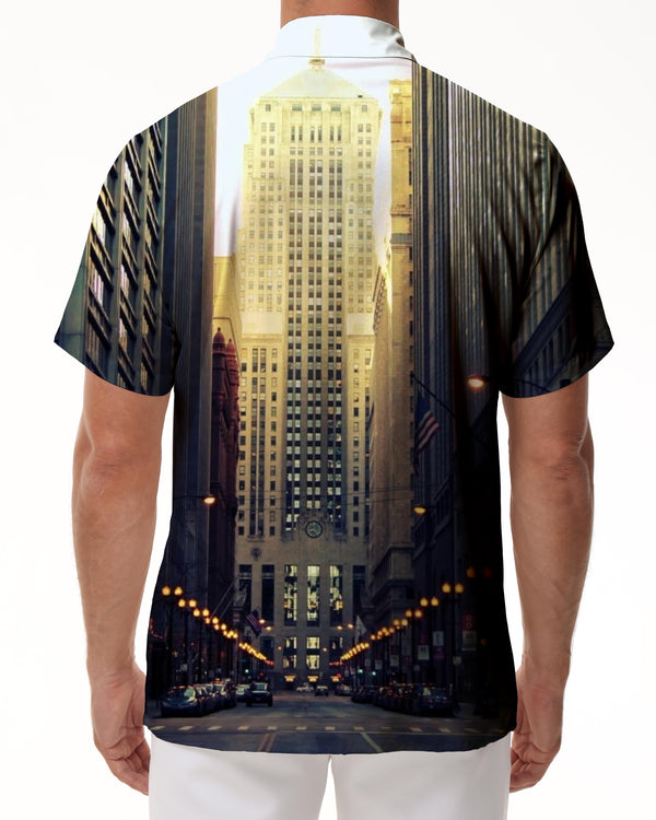 
Wild Animal Bear Playing Music Watercolor Painting Men's Short Sleeve Casual Button-Up Beach Summer Top
                