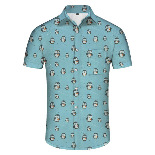 
Cartoon Funny Penguin Hawaiian Shirt Men's Casual Short Sleeve Button Summer Tops
                