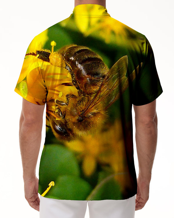 
Yellow Flowers and Black Bees Tropical Beach Shirt Men's Hawaiian Shirt Hawaiian Button Breathable
                
