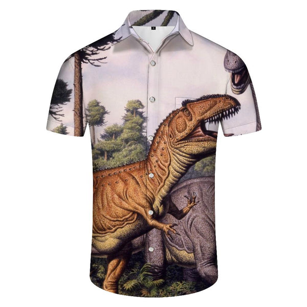 
Button casual beach shirt Hawaiian shirt men's summer short sleeve tropical four seasons short sleeve shirt extinct animals
                