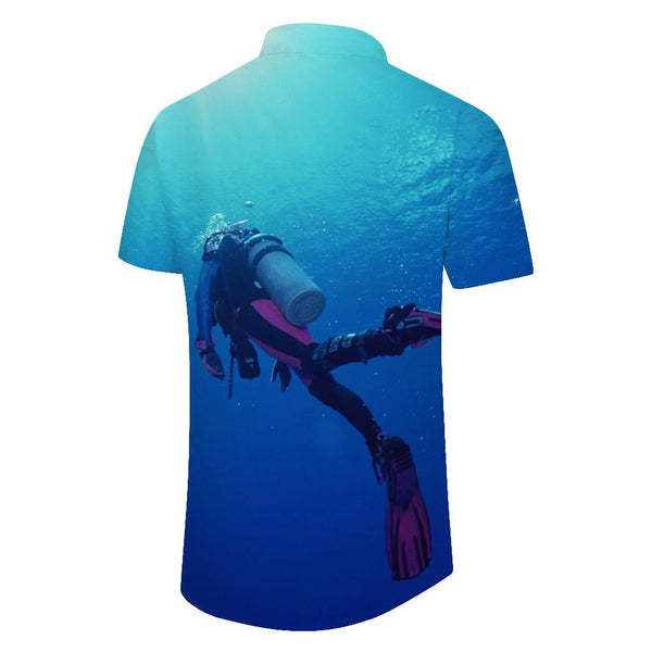 
Hawaii diving sea comfortable breathable short-sleeved shirt printed top beachwear summer fashion shirt 3d digital printing
                