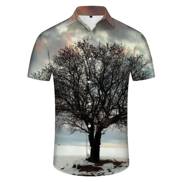 
Tree of Life Fashion Fun Button Casual Hawaiian Tropical Fashion Breathable Men's Lapel Short Sleeve Shirt Pocket
                