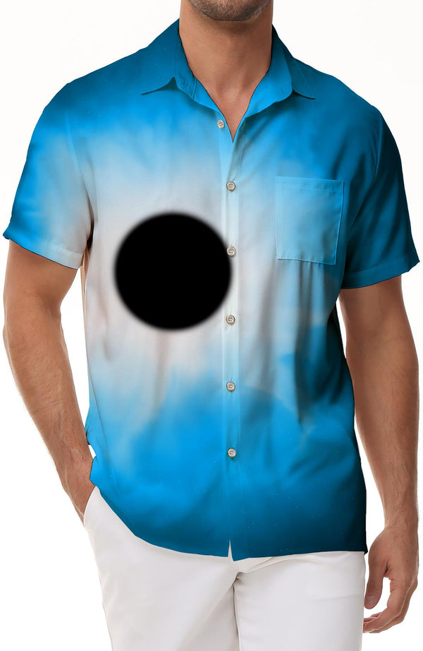 Short-sleeved casual men's black ripped blue summer style tropical style short-sleeved shirt tropical loose clothing