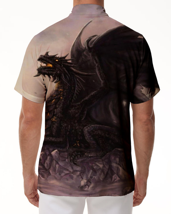 
Black Flying Dragon Mens Summer Casual 3d Printed Beach Short Sleeve Button Shirt Holiday Day Street Shirt Short Sleeve
                