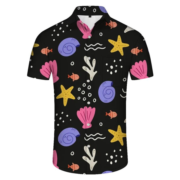 
Creative Cartoon Marine Life Fashionable Print Shirt Short Sleeve Casual Beach Button Top Fashionable Hawaiian Shirt Summer Men
                