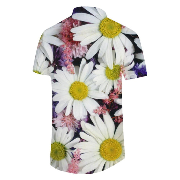 
White Daisy Men's Printed Breathable Beach Shirt and Casual Shirt Perfect Summer Outfit
                
