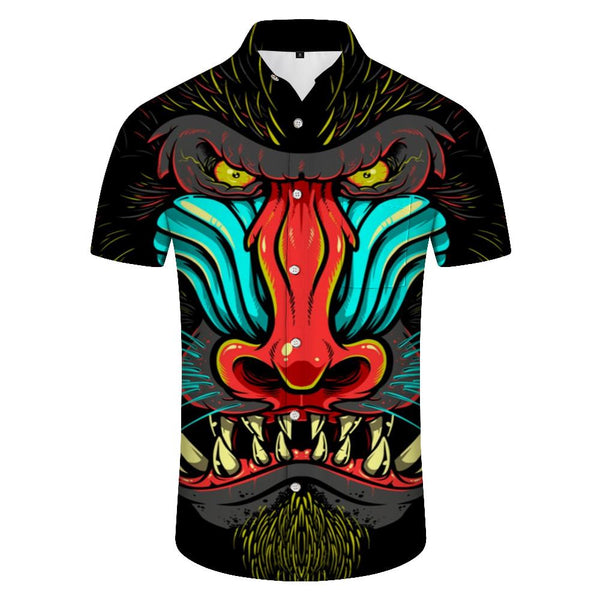 
Monster Gorilla Men's Casual Short Sleeve Loose Short Sleeve Shirt Hawaiian Button Lapel Short Sleeve Shirt Pocket
                