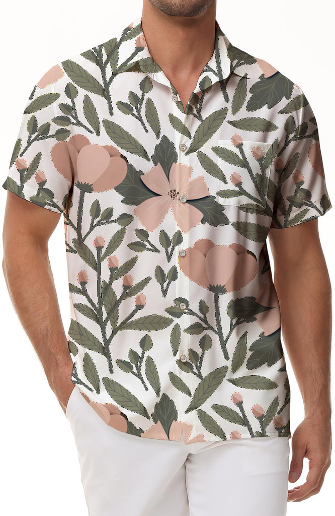 Simple daily casual vacation beach button men's loose button lapel Hawaiian shirt short sleeve
