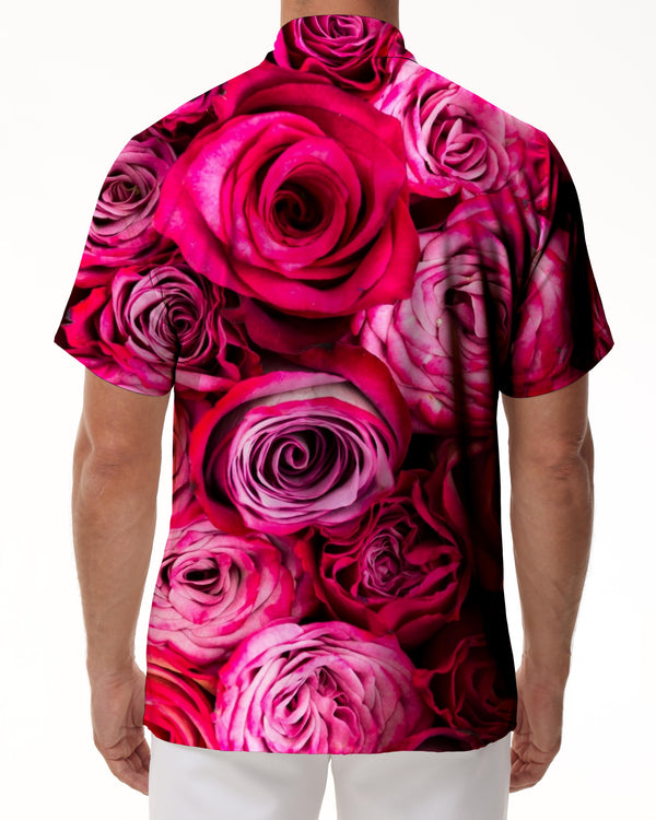 
Hot Pink Rose Men's Casual Loose Short Sleeve Shirt Hawaiian Button Lapel Pocket Short Sleeve Shirt Fashion Shirt Button Summer
                