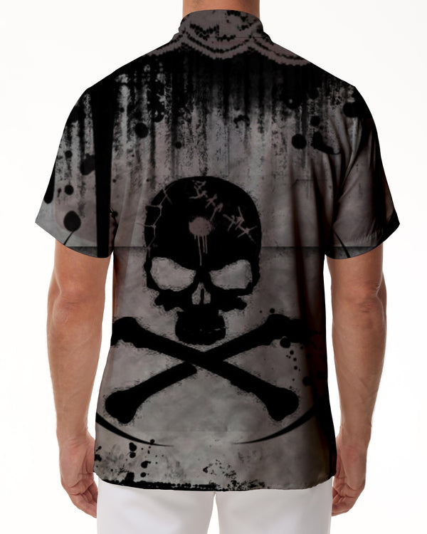 
Beach casual Hawaiian men's button print island skull fashion shirt short sleeve clothing
                